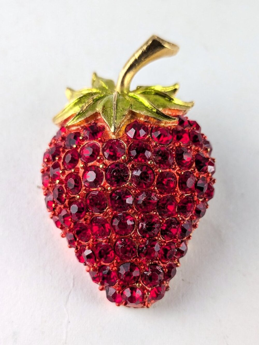 Vintage Revere Red Crystal Strawberry Brooch